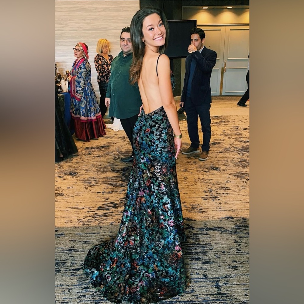 Jovani Multicolor Backless Sequin Dress